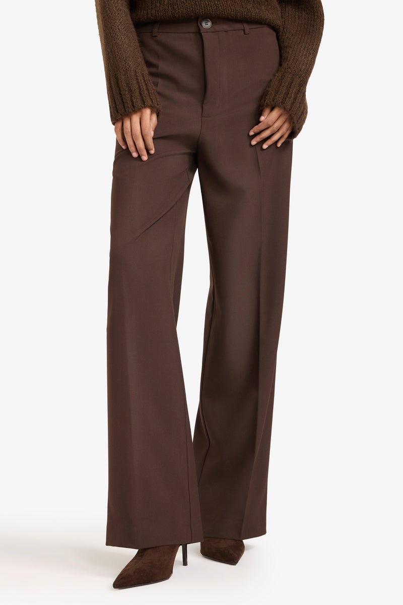 DeFacto Brown Woman Straight Fit Normal Waist Standard Length Trousers Casual - Image 3